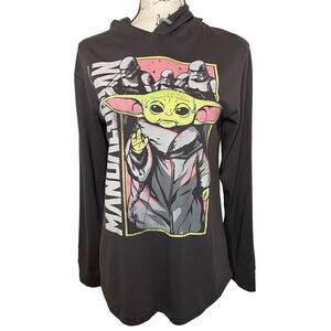 Star Wars The Mandalorian Baby Yoda Long Sleeve Hooded T-Shirt, Size Men's Small